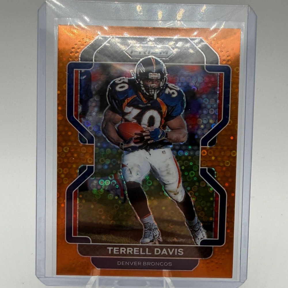 Terrell Davis 2021 Panini Prizm Denver Broncos Orange Disco Prizm No 206